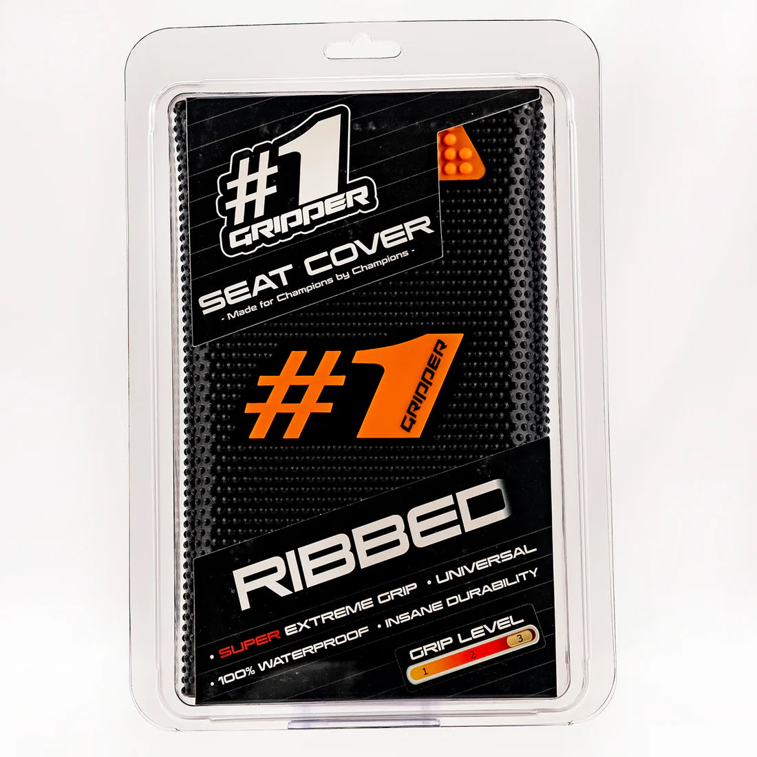#1 GRIPPER RIBBED Seat Cover - Black/Orange