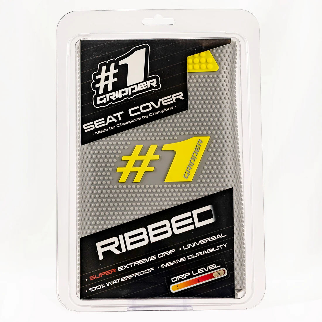 #1 GRIPPER RIBBED Seat Cover - Light Grey/Yellow