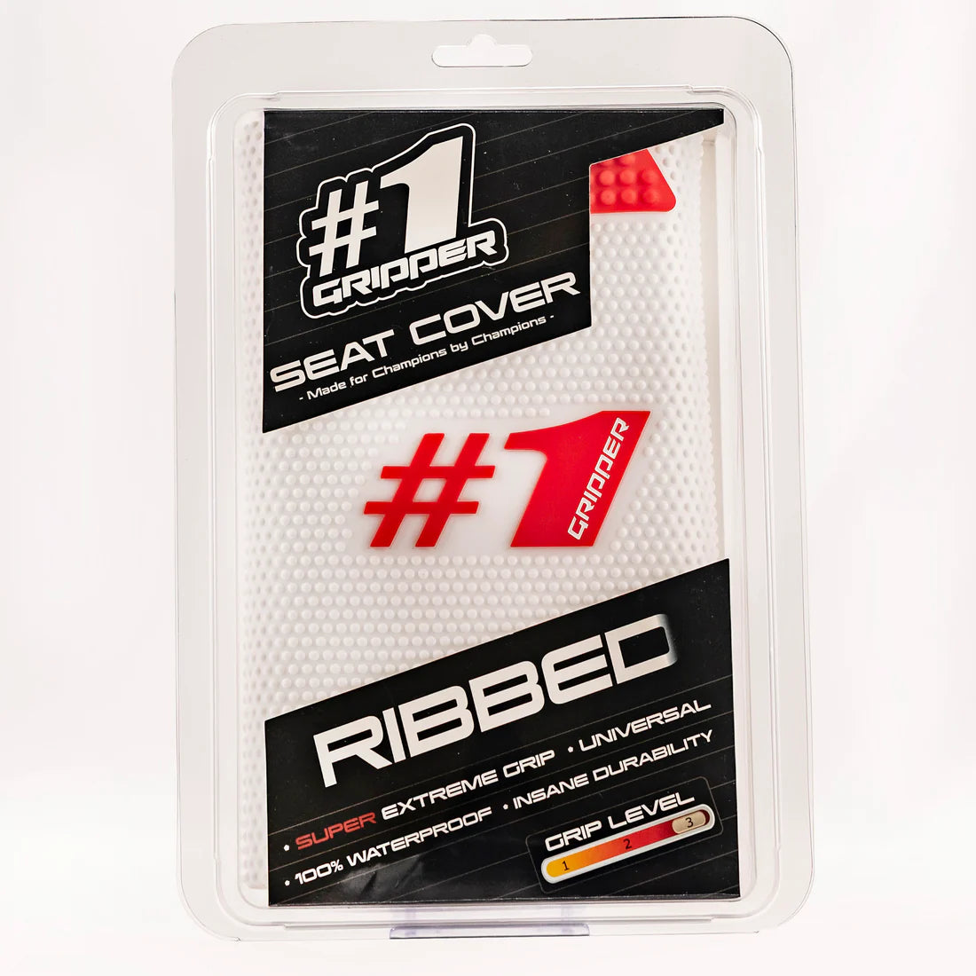 #1 GRIPPER RIBBED Seat Cover - Red/White