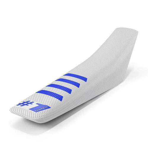 #1 GRIPPER RIBBED Seat Cover - White/Blue