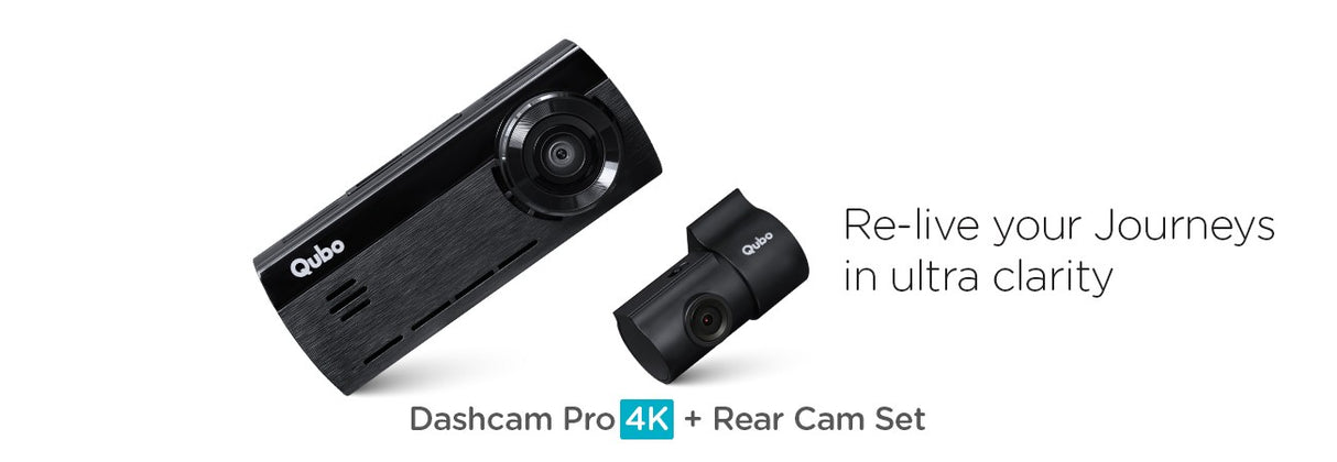QUBO DASH CAM PRO 4K & REAR CAM W/ PARKING MONITORING